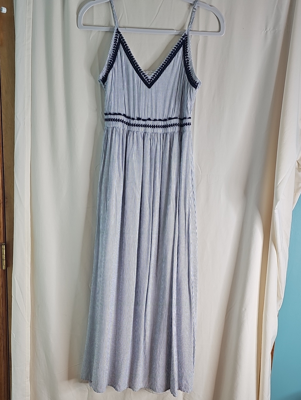 Japna Women’s Navy & White Striped Maxi SunDress